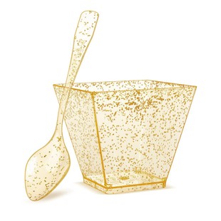 Gold Dot Square Cup Cross-Border Amazon Dessert Cup Jelly Cup Milkshake Set Gold Powder Silver Powder Cup Trapezoidal Cup Size