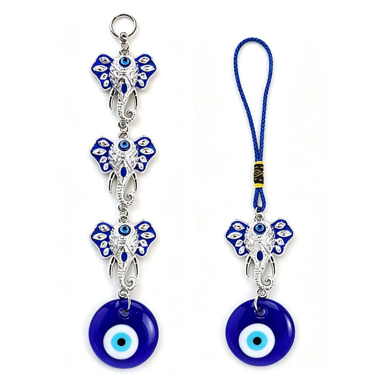 Turkish Blue Eye Car Pendant Elephant Head Ornament Evil Eye Hanging Decoration Wholesale Cross-Border Europe and America Turkish Blue Eye Car Pendant Elephant Head Ornament Evil Eye Hanging Decoration Wholesale Cross-Border Europe and America