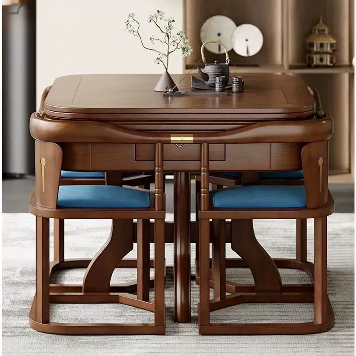 新中式全自动麻将机实木餐桌两用多功能家用大圆桌网红麻将桌茶桌