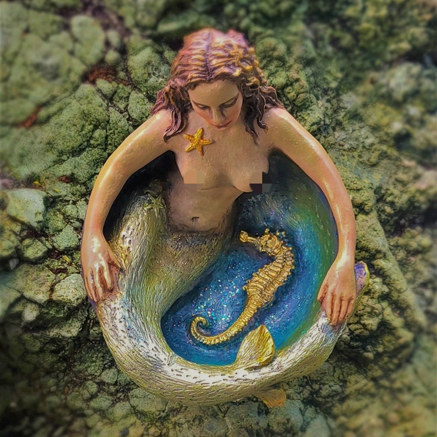 Cross-border Ocean Goddess Mermaid bowl ashtray sculpture resin ornament mermaid garden resin decoration