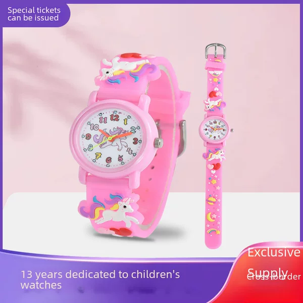 Le Tong Cartoon Watch 3D Silicone Waterproof Quartz Watch Cute Unicorn Children's Student Watch Multiple Style Wholesale