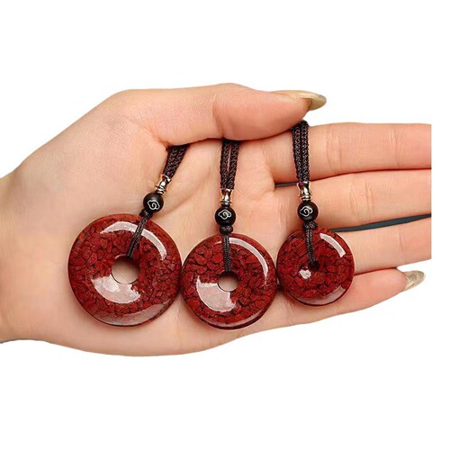 High content of raw ore, translucent cinnabar crystal sand, safety buckle pendant, imperial sand, men and women, zodiac year pendant