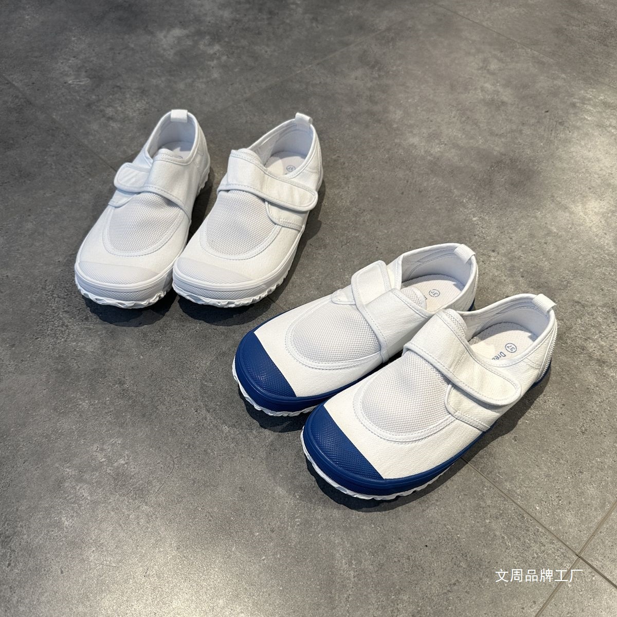 日本教育鞋学生粘扣帆布鞋魔术贴平底鞋校园小白鞋子JK舞蹈鞋防滑