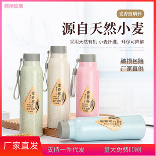 Creative wheat flavor cup advertising cup lettering logo double wheat straw activity glass cup to push small gift wholesale