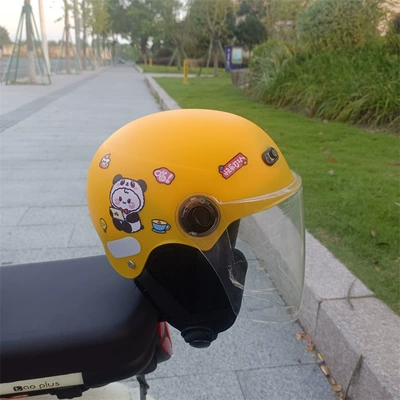 half helmet — Motosiklet kaskı (dəbilqə) - white-long-orange-no-11-1-5-years-old-ear-protection-jz
