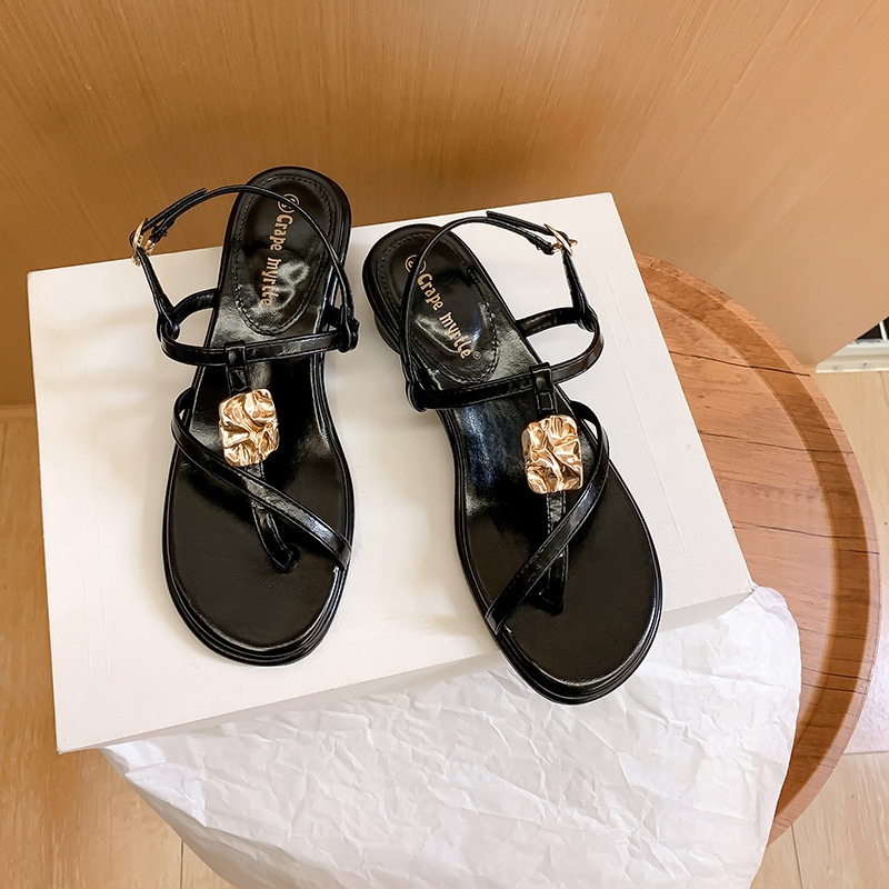 Sandalias de Tacón Ancho con Tira Única para Mujer de Microfibra image 7