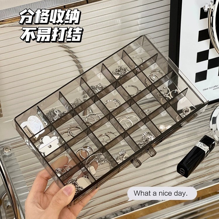 透明ジュエリー収納ボックス アクリル製アクセサリーリングネックレス仕切り付き整理ボックス ジュエリーボックス 女性用仕切り調整可能|undefined