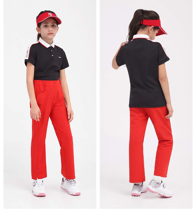 Áo thun tay ngắn golf bé gái PGM – Thoáng khí, khô nhanh mùa xuân hè — YF413 màu hồng, YF411 màu tím nhạt, YF413 màu xanh nhạt, YF413 màu xanh hải quân chi tiết 19