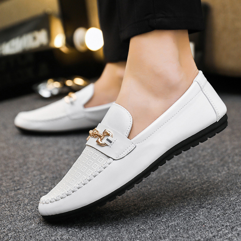 Men's Shoes, New Summer Style, Men's Loafers, Breathable Soft-Soled Slip-Ons, Casual Men's Trendy Versatile Bean Shoes for Men