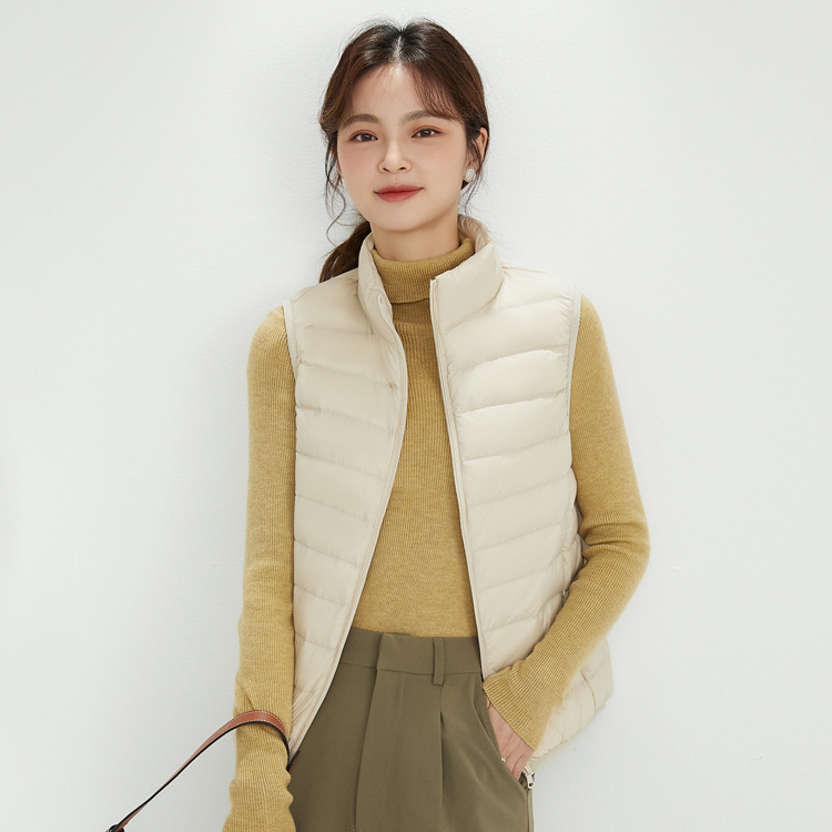2025 New Lightweight down Vest Women's Vest Korean Style Stand Collar Vest Plus Size Waistcoat Dropshipping