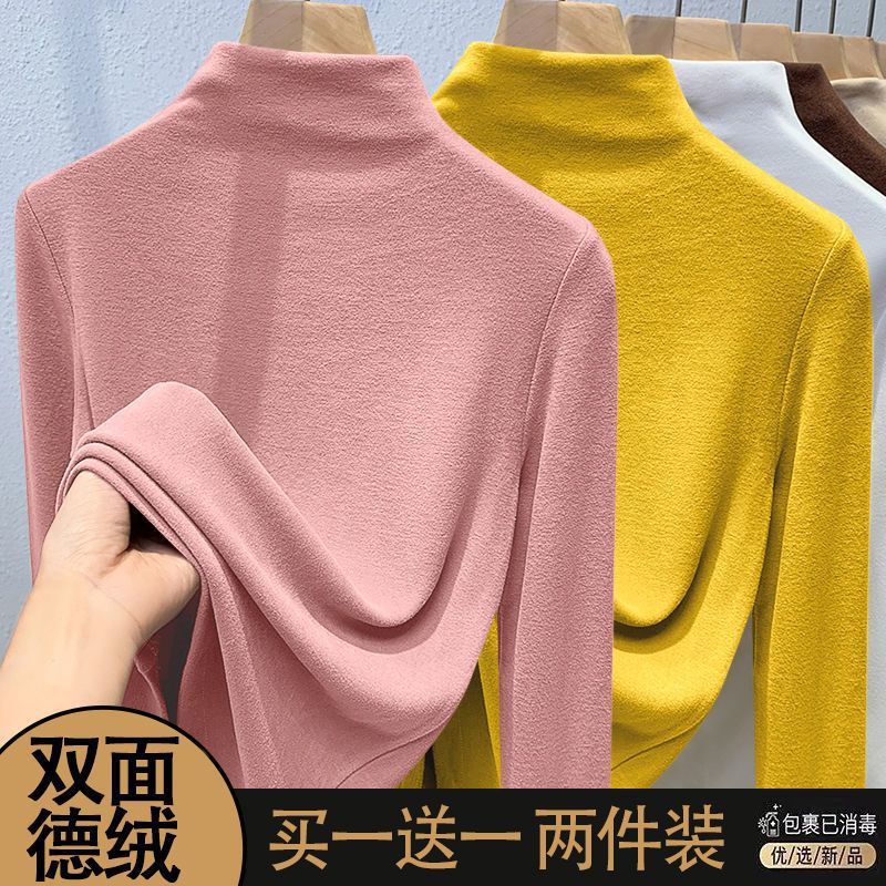 清仓捡漏外贸妈妈装中老年德绒打底衫女长袖t修身百搭半高领上衣