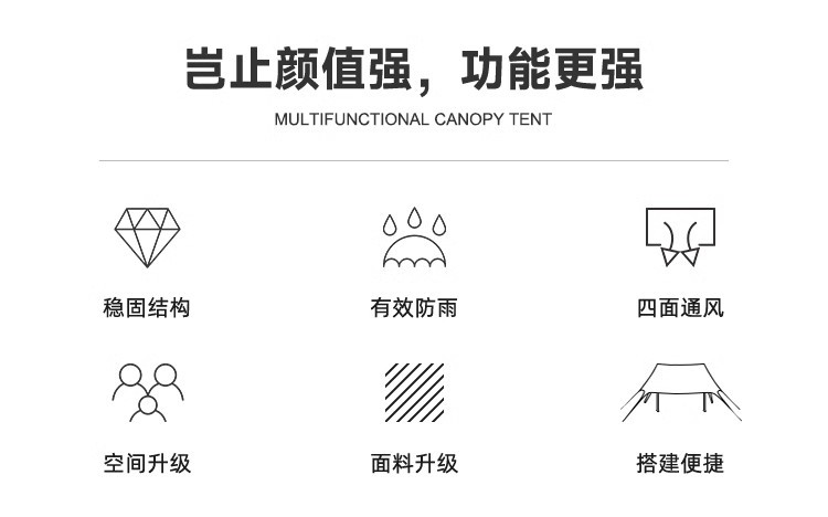 Outdoor Canopy Camping Large Campsite Tent, Three Peaks, Thousands of Mountains, Lotus Waterproof Tent, Rainproof and Sunshade, Extra Large