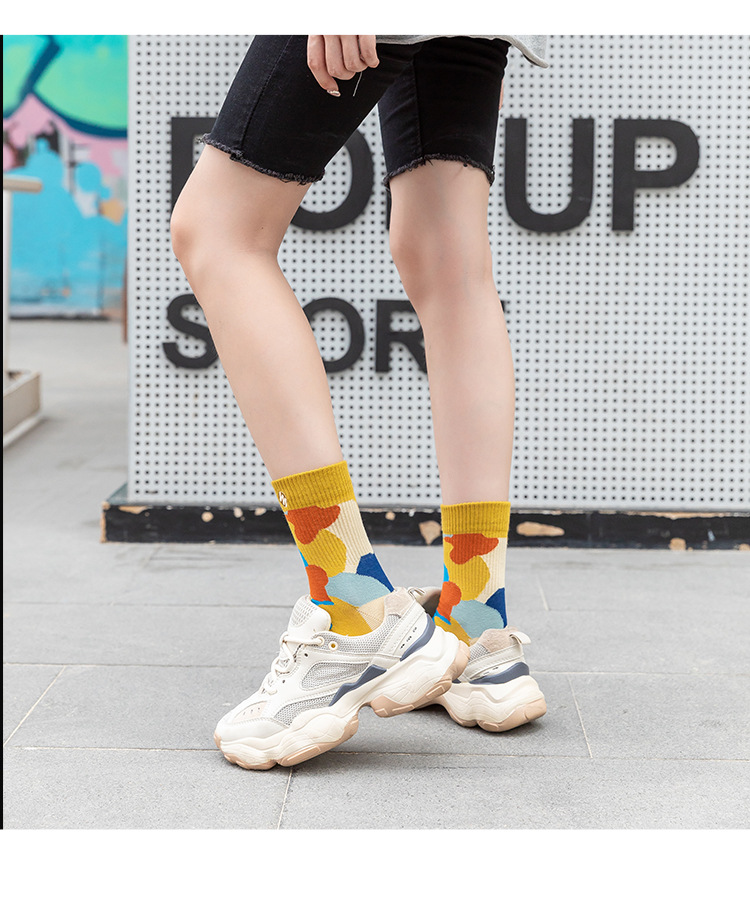 Camouflage Long Tube Socks Female Trend Korean Style Hit Color Embroidered Cotton Socks display picture 4