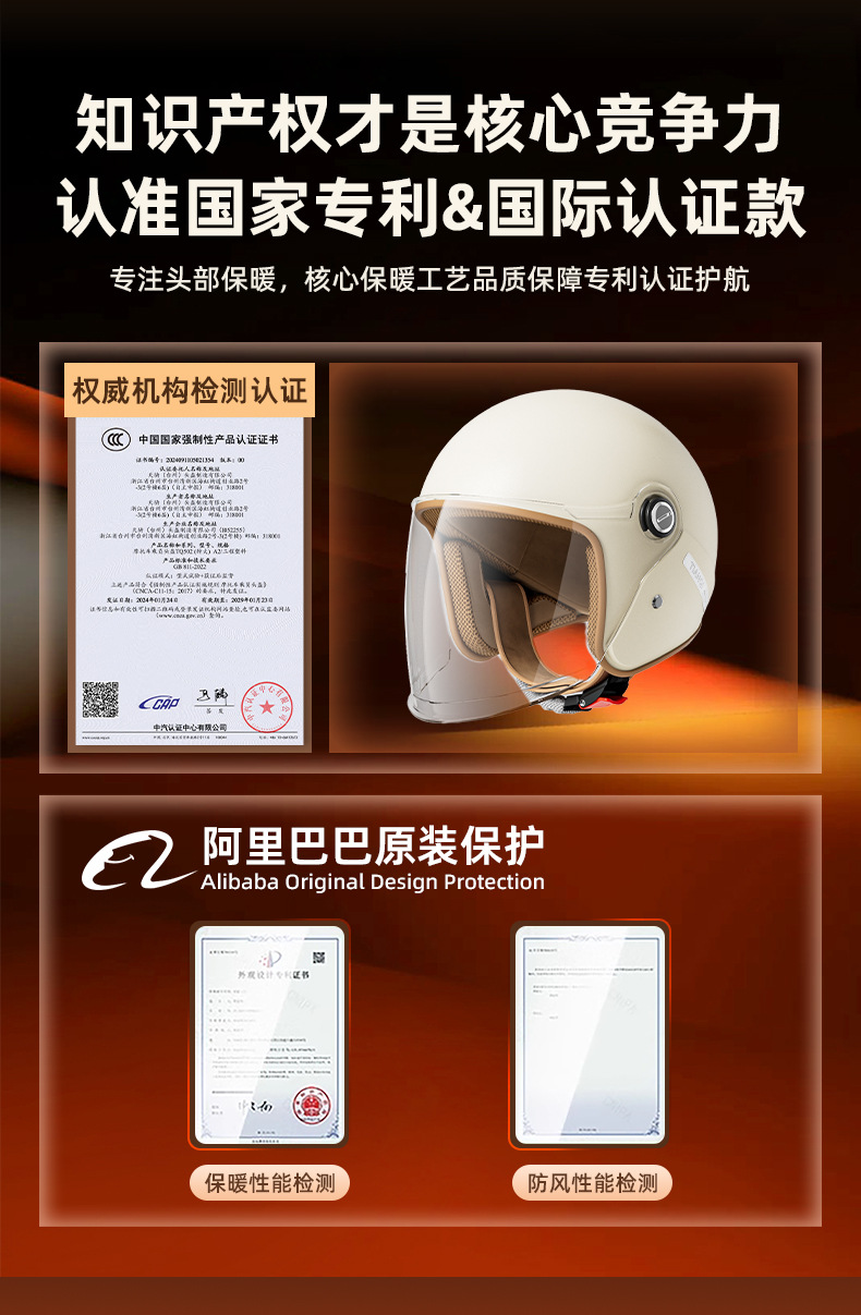 National Standard Certified Electric Vehicle Helmet for Men and Women, Universal for All Seasons, Cold-Proof and Warm Motorcycle Lightweight Safety Helmet Half Helmet