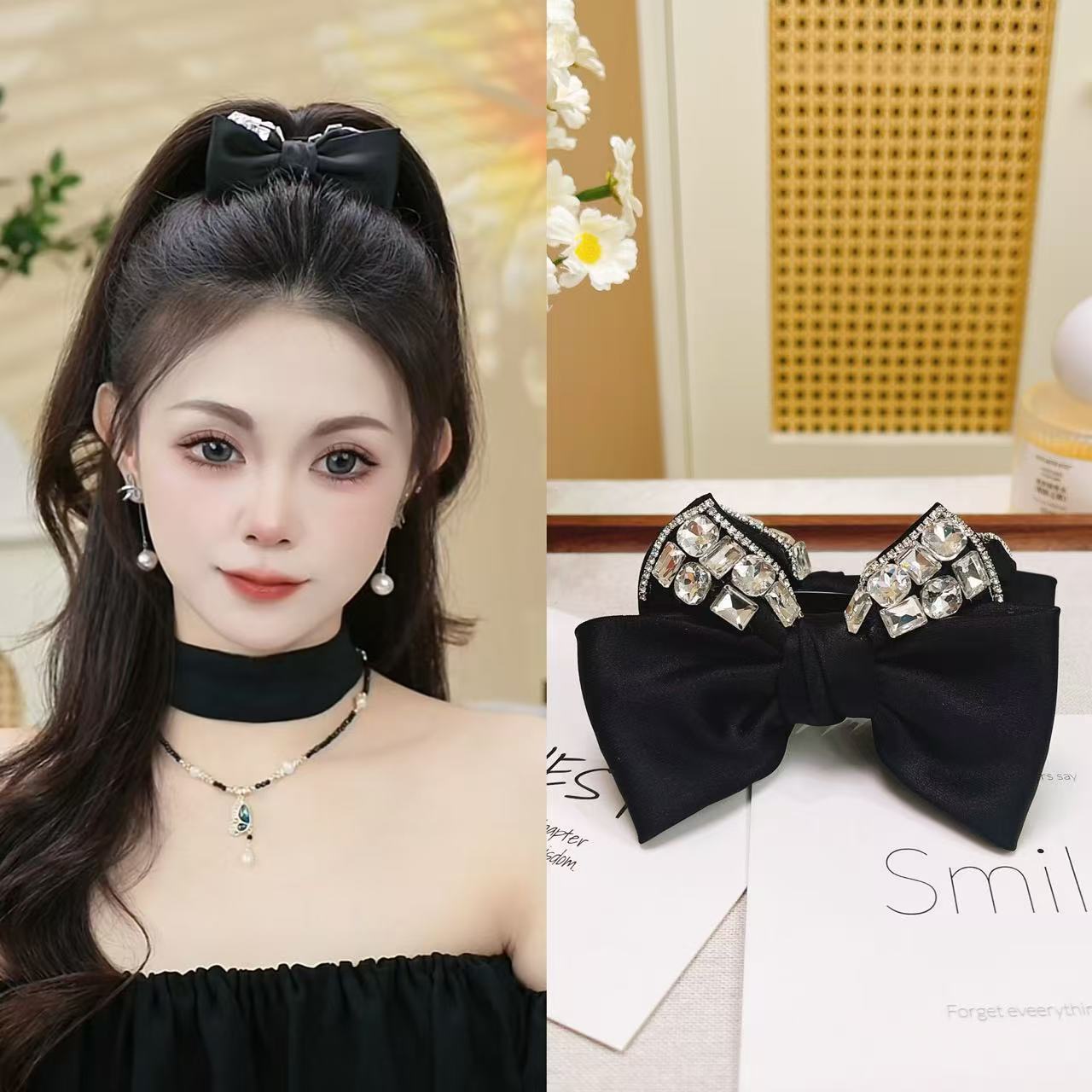 New Bow Ball Clip Small Fragrant Hair Clip Fashionable Handmade French Elegant Ball Clip