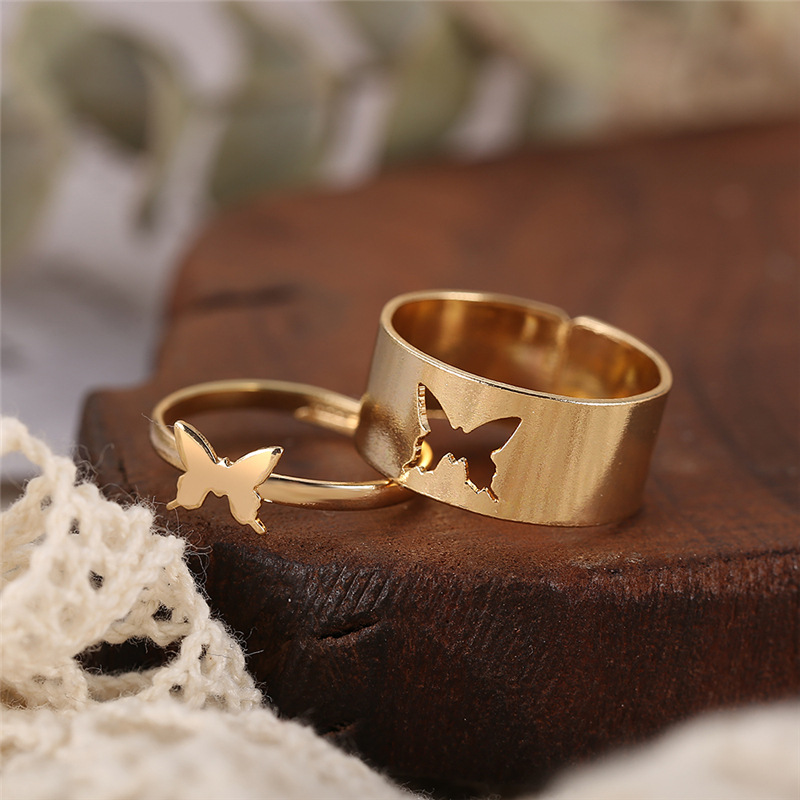 Fashion Butterfly Alloy Plating Couple Rings display picture 7