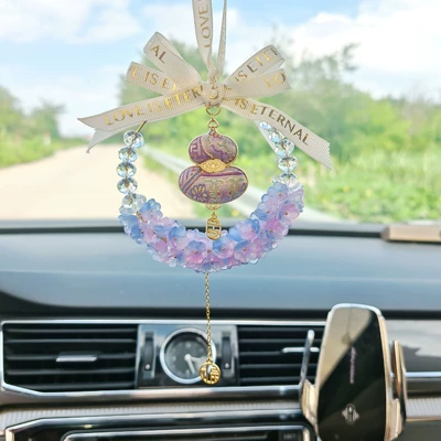 accessory, Car hanging - amethyst-lily-of-the-valley-purple-embroidered-gourd-pendant