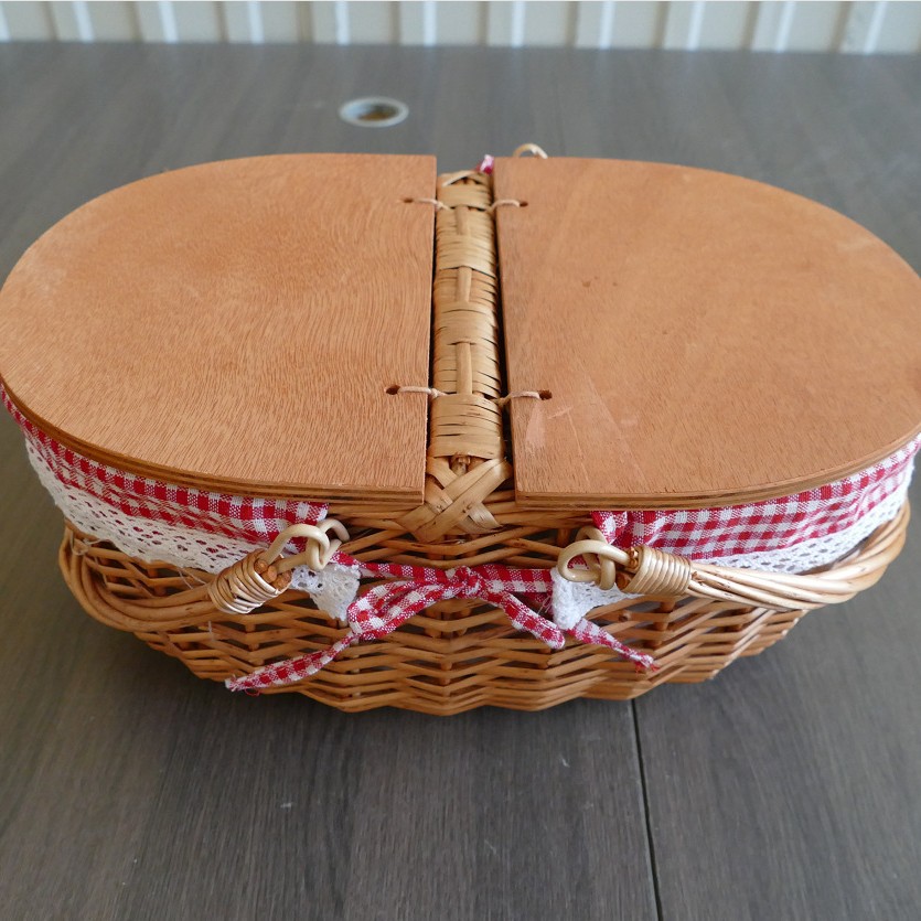 Canasta de picnic de mimbre Canasta tejida a mano Canasta de frutas con manija móvil Canasta de almacenamiento de regalo de mano Canasta de huevo de ratán