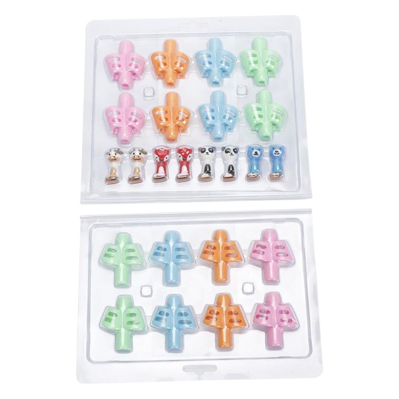 Corrector de agarre para lápiz, funda de goma suave para niños, práctica de escritura, papelería escolar, venta de fábrica