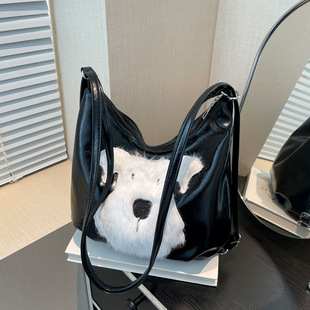 Autumn and Winter Retro Large Capacity Women's Backpack 2024 New All-match Cute Cartoon Puppy Multi-purpose Shoulder Tote Bag
