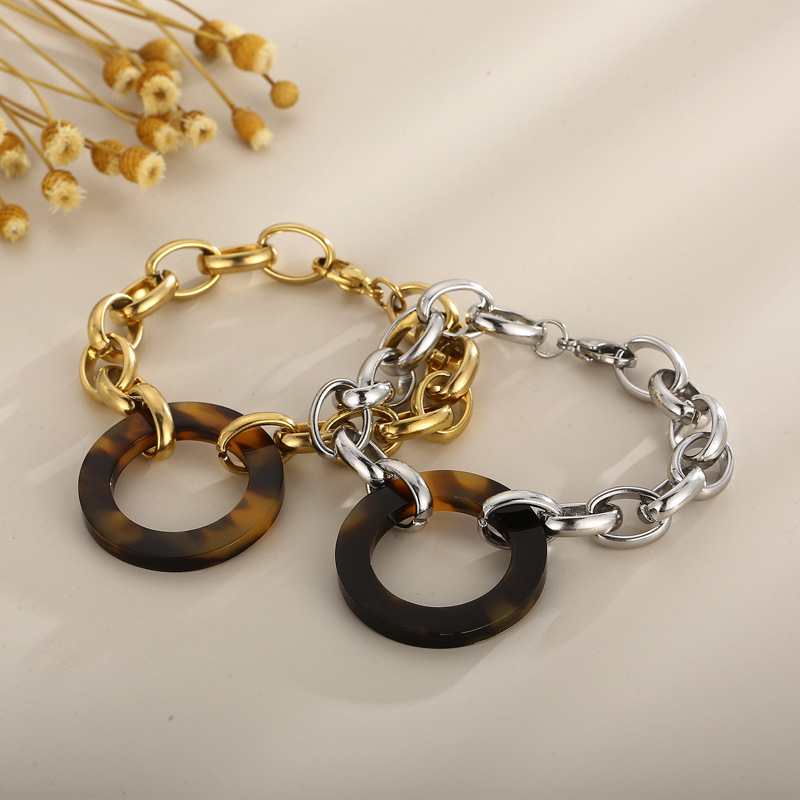 Fashion Round Stainless Steel Titanium Steel Plating Bracelets Necklace