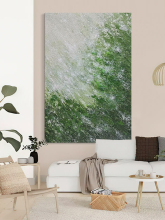 客厅绿色系抽象派砂岩肌理画玄关艺术高级感手绘油画丙烯装饰挂画
