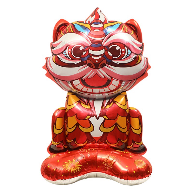 Día de Año Nuevo Festival de Primavera Decoración Accesorios fotográficos globo 4D tridimensional de pie súper grande Dios de la riqueza León globo de dibujos animados