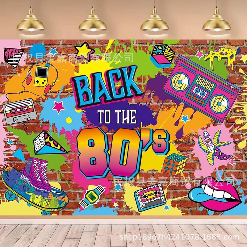 Cross-border foreign trade 80 s hip-hop graffiti background cloth disco music layout scene decoration banner hanging cloth