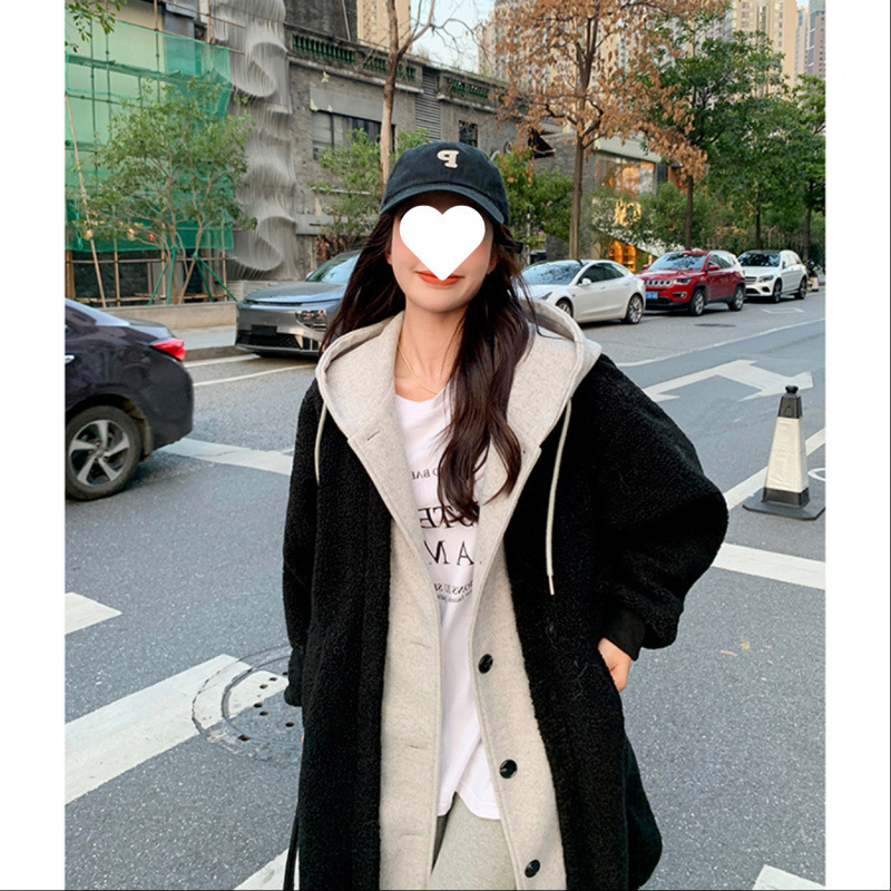 뚱뚱한 MM300 진 가을 | 겨울 새 플러스 사이즈 두꺼운 캐시미어 카디건 재킷 느슨한 바느질 가짜 투피스 롱 스커트 여성