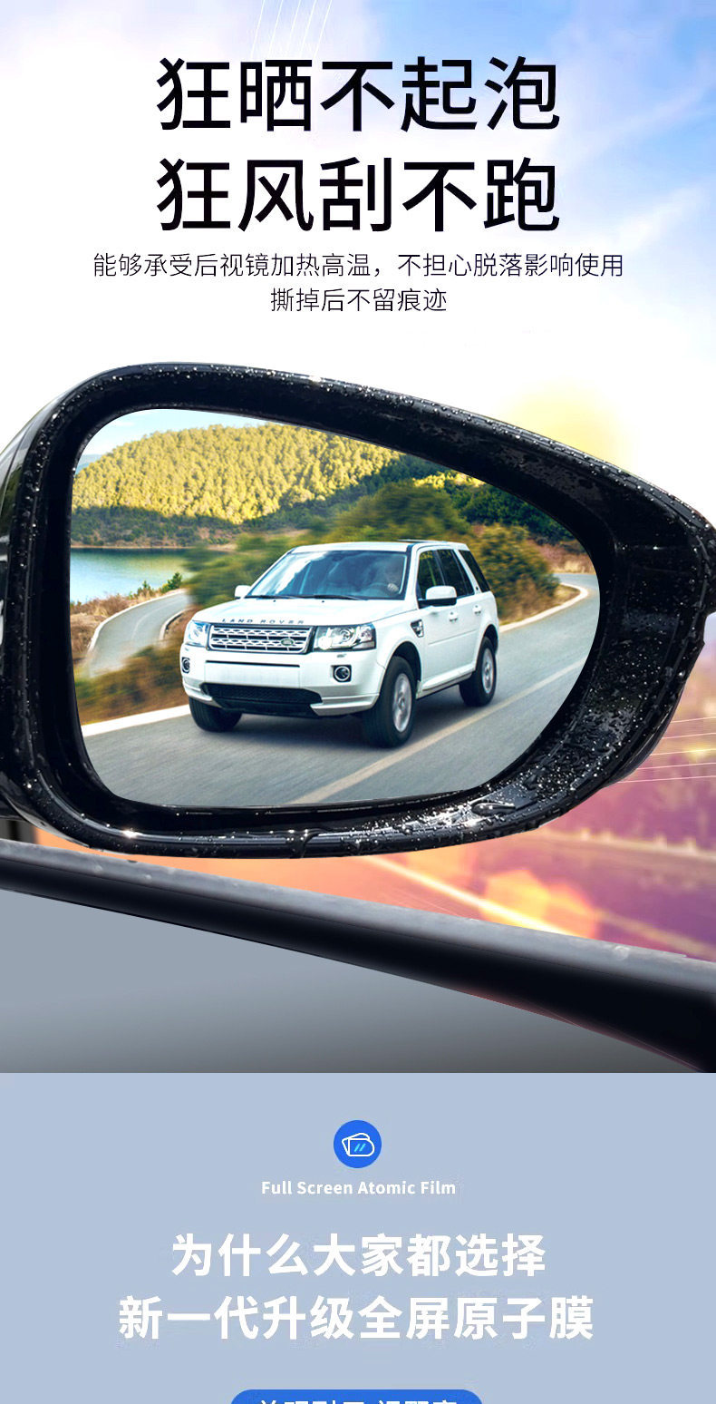 Car Rearview Mirror Rainproof Film, Anti-Rain Adhesive Film, Reflective Reversing Mirror, Anti-Fog Gadget for Rainy Days, Car Window Glass