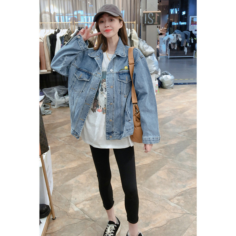 3098# 2021autumn New ins trendy Chanel style Korean style loose casual jacket Denim coat for women spring and autumn