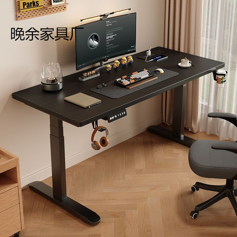 High-Quality Solid Wood Smart Adjustable Desk with Cold-Rolled Steel Details, One-Touch Electric Adjustable Computer, Essential for Gaming and Office Use