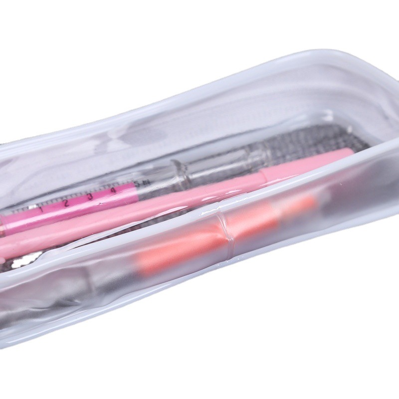 Suministro directo de fábrica caja de lápiz de PVC personalizado bolsa de almacenamiento de cremallera de PVC bolsa de papelería bolsa de lápiz de plástico transparente personalizado LO