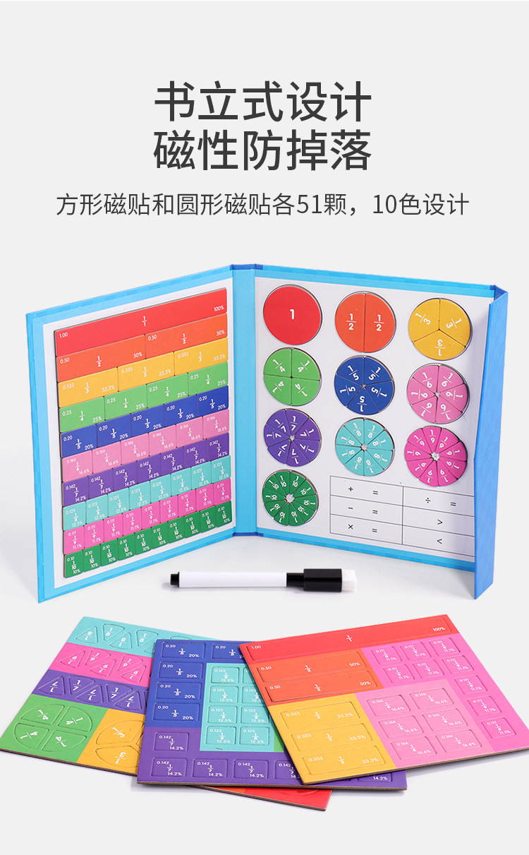 磁性分数盘演示器分子分母认知加减运算三年级小学数学分数教具-阿里巴巴