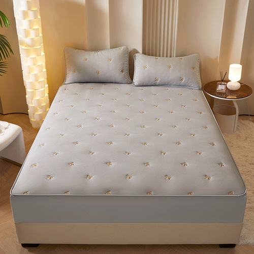 A-class soybean embroidery quilt cover with integrated cotton padding, 100% cotton washable cotton quilt cover, bed sheet set, memory foam mattress protector
