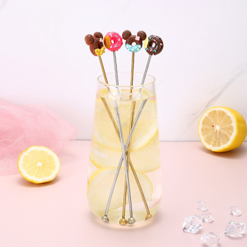 Stainless steel adorable Mickey mouse bar cocktail stirrer creative cartoon long handle coffee stirrer