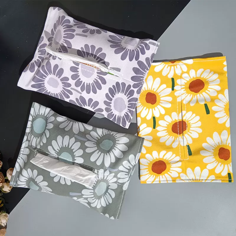 居家客厅布艺抽纸袋 餐厅茶几纸巾套 简约车用棉麻向日葵纸巾盒