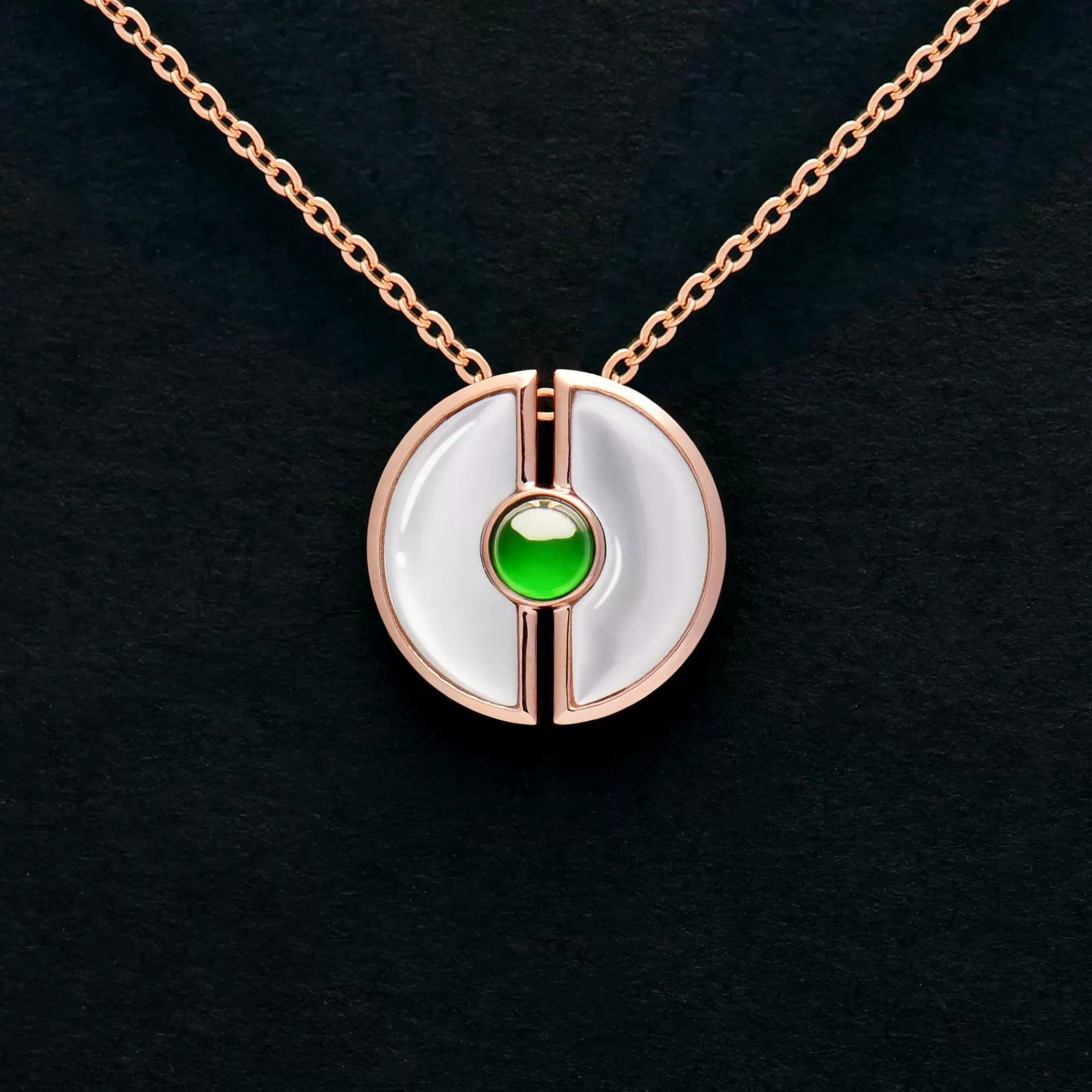 高品质2024新款复古时尚设计项链18K金天然A货翡翠吊坠危料送礼物