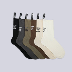 新品潮牌字母後跟標籤中筒襪春夏網紅ins潮流堆堆襪全棉襪子男女