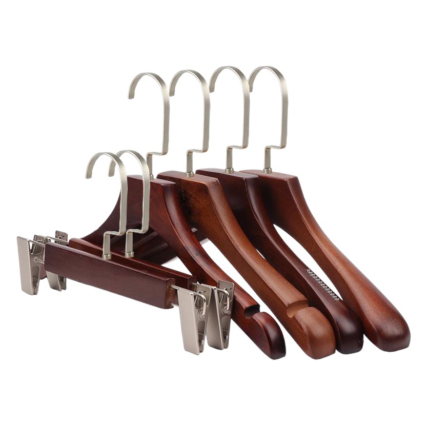 Perchas de madera maciza vintage, perchas para pantalones, especiales para tiendas de ropa infantil y masculina, perchas de madera flocadas antideslizantes al por mayor