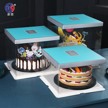 烘焙包装生日蛋糕盒透明方形6/8/10/12寸单双高层礼盒厂家批发