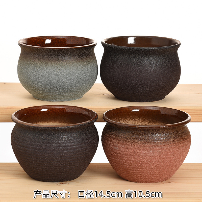 多肉植物の植木鉢卸売セラミック植物粗い陶器レトロ無地焼成紫砂クリエイティブ大小直径シンプルなクロスボーダー|undefined
