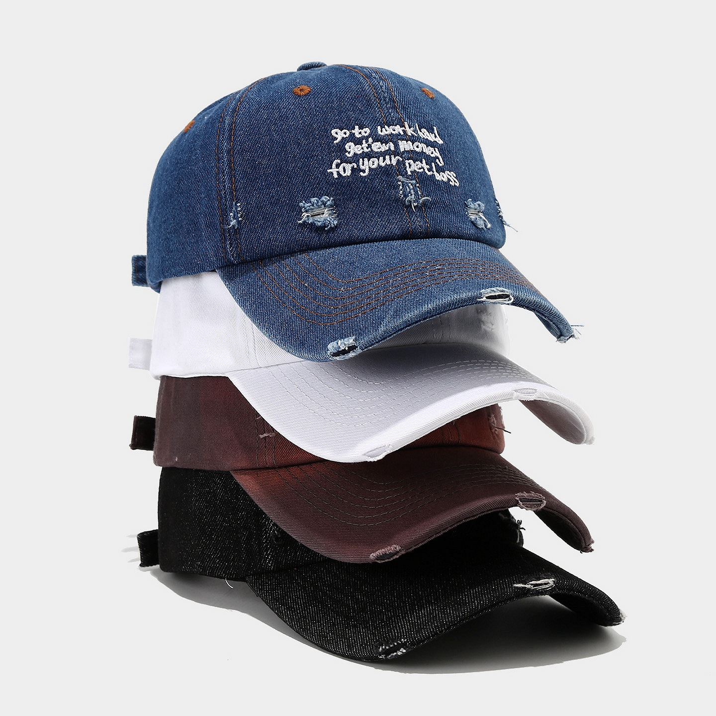 Gorra de béisbol con letras de agujero viejas japonesas para hombres y mujeres, verano retro, sombrero de lengua de pato de mezclilla casual coreano