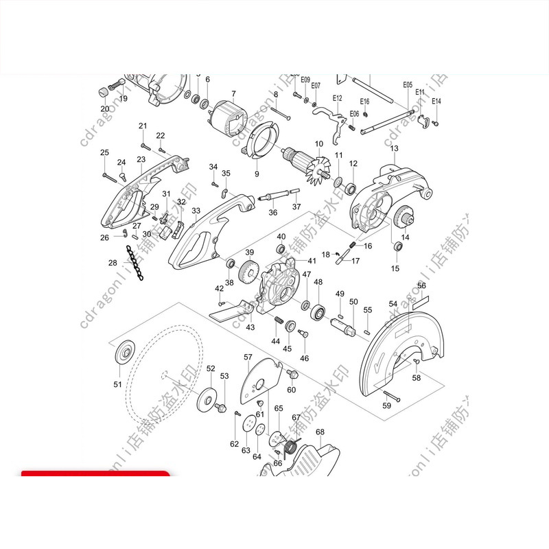 日本makita牧田LC1230金属型材切割机配件定子转子开关齿轮锯片