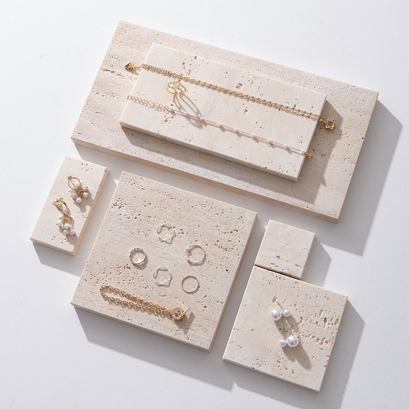 Li Ji Feng Art Cave Stone Marble Jewelry Earrings Jewelry Homestay Display Plate Shooting Background Props