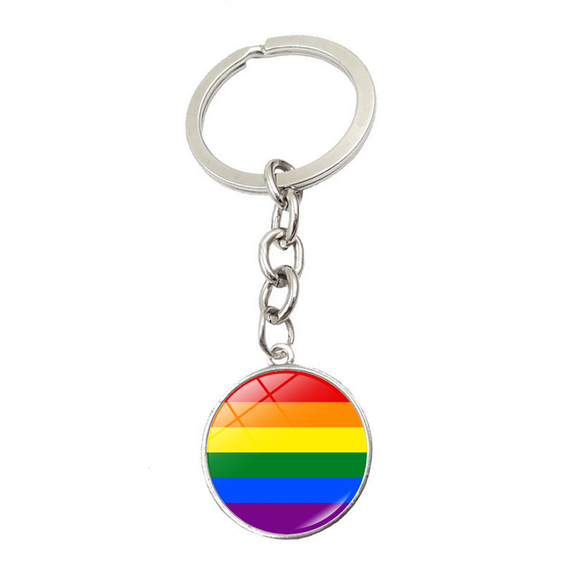Rainbow color couple key chain pendant cross-border new accessories car bag key chain pendant small gift wholesale Rainbow color couple key chain pendant cross-border new accessories car bag key chain pendant small gift wholesale