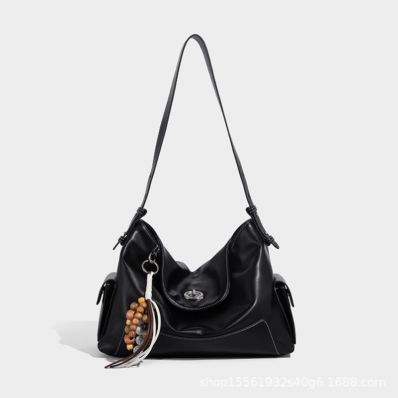 Niche Design Large Capacity Hobo Bag, Black Soft Leather Underarm Bag For Women, 2026 New Commuter Versatile Shoulder Bag - Thumbnail 7