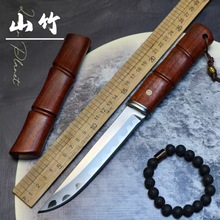 沙铁木竹节三合钢高硬度锋利水果刀武士高端收藏车载便携日式小刀