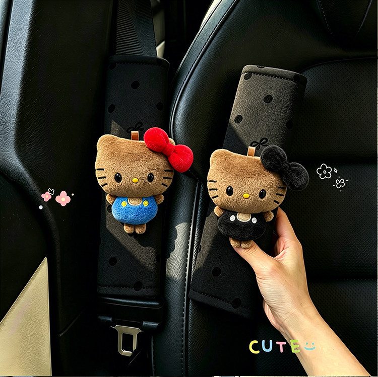 Cute shoulder protector for women, seatbelt decoration, car interior anti-wear clothing protection, universal for all seasons, cartoon KT cat