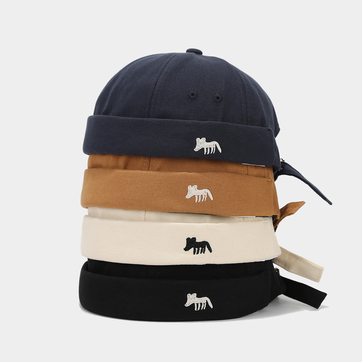 Sombrero de la mujer de verano encantador zorro bordado estilo sin bordos sombrero marino sombrero para hombre sombrero de moda japonés de piel de melón